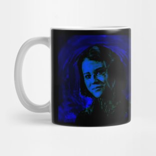 Beautiful girl. Blue light. Dark but beautiful. Mug